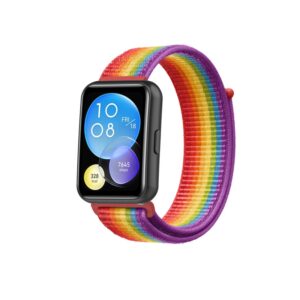 สายนาฬิกา ไนล่อน แบบเปลี่ยน สําหรับ Huawei Watch Fit 2 สีรุ้ง