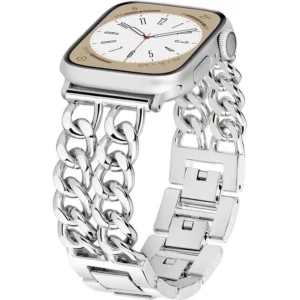 สายนาฬิกาข้อมือ โลหะ แฟชั่น สําหรับ Apple Watch Ultra 44 มม. 45 มม. สีเงิน